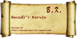 Becsár Korvin névjegykártya