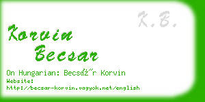 korvin becsar business card
